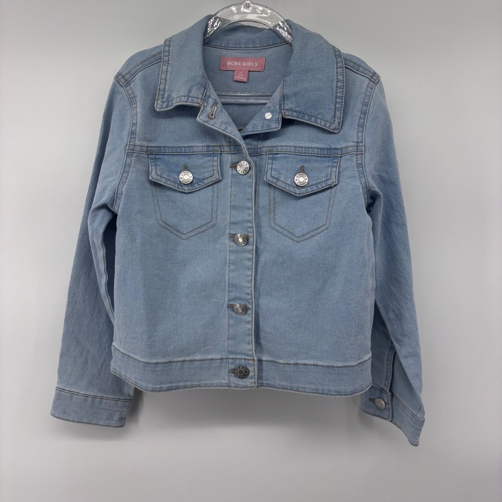 BCBG‎ Girls Light Wash Denim Jacket Size S (7/8) Classic Jean Coat
